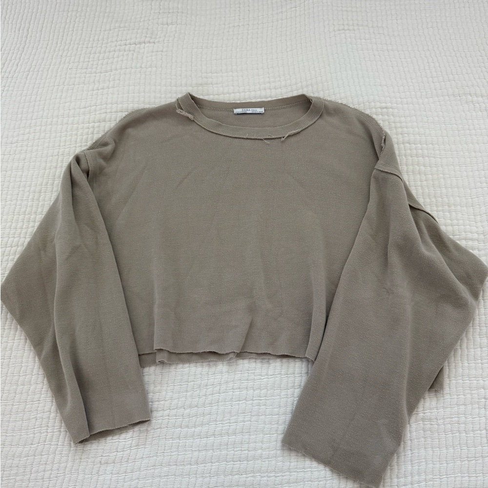Zara Cropped Sweatshirt with Crew Neck